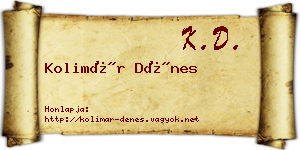Kolimár Dénes névjegykártya